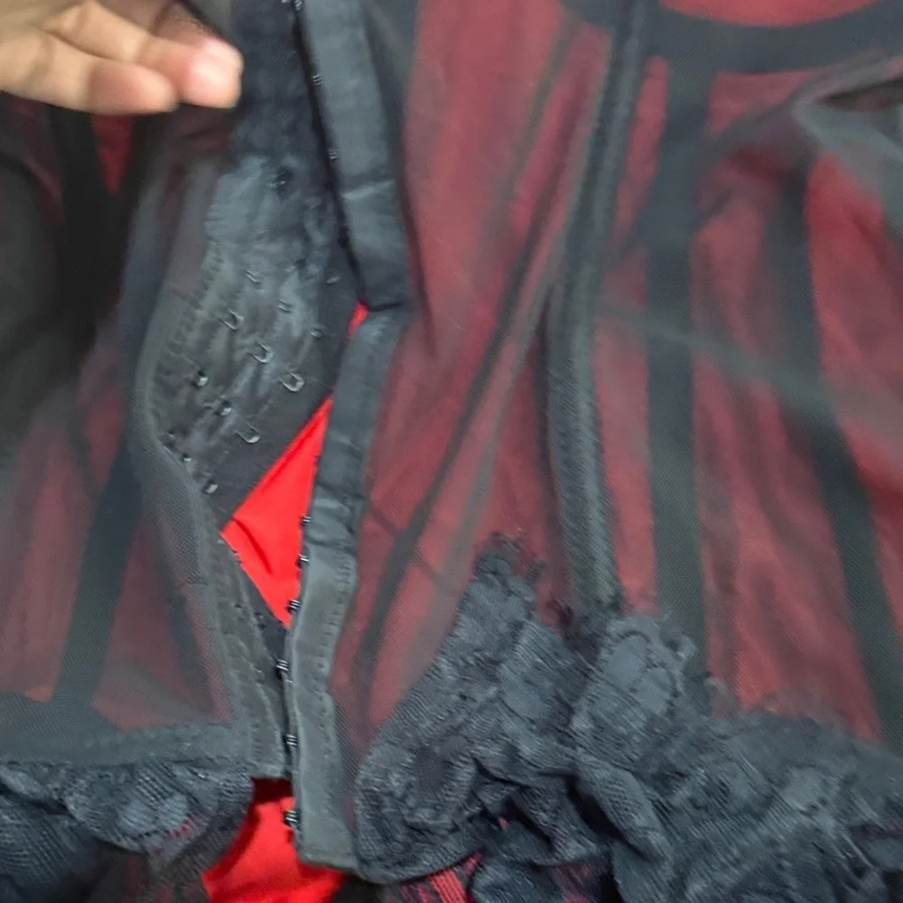 Elegant Red and Black Lace Bustier gothic Halloween plus size